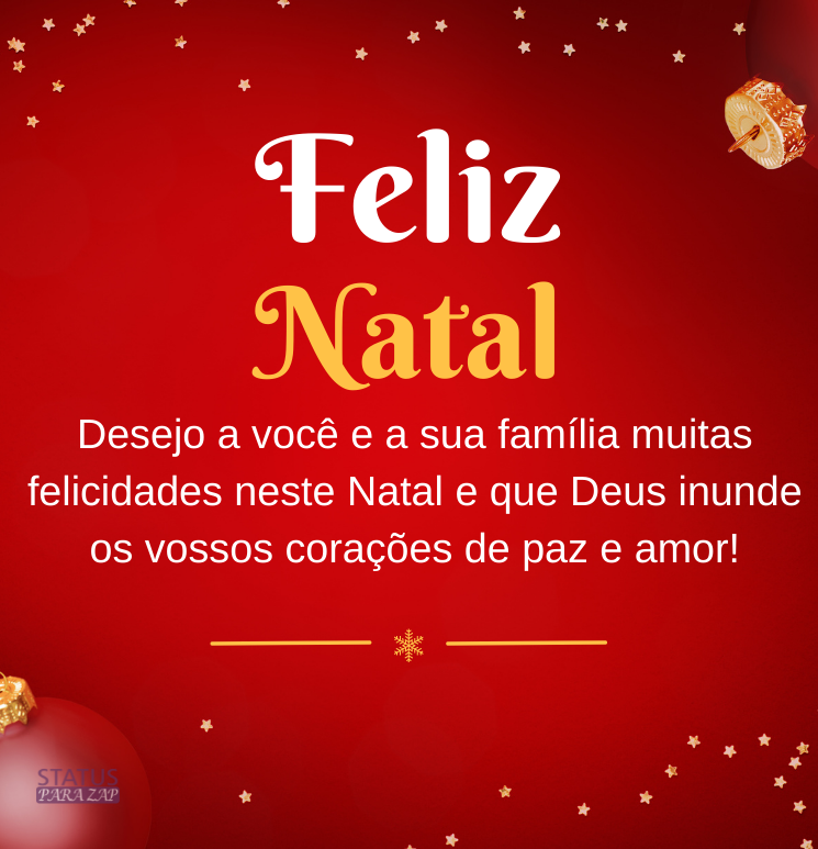 Desejo a você e a sua família muitas felicidades neste Natal 