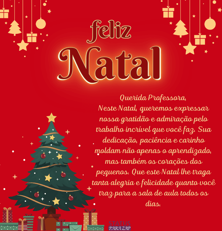 Mensagem de natal para professora infantil