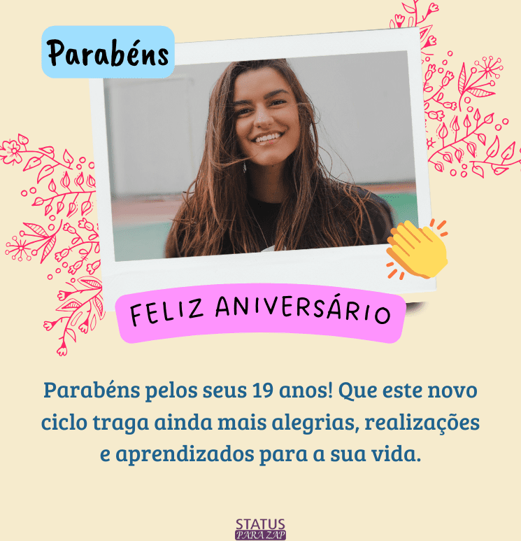 Mensagem de aniversário para jovem de 19 anos